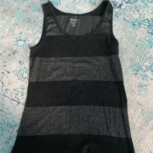 Black and Silver-glittered Plus-size Tank Top.